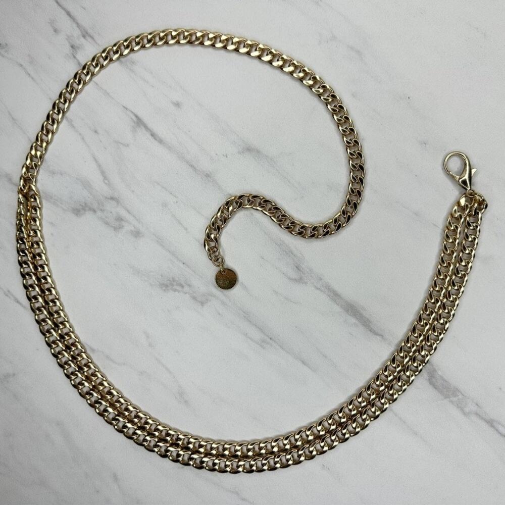 Draped Gold Tone Metal Chain Link Belt XS-Small (XS/S) ✨